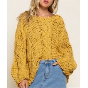NWOT POL | Handmade Cable Knit V-neck Sweater | Medium